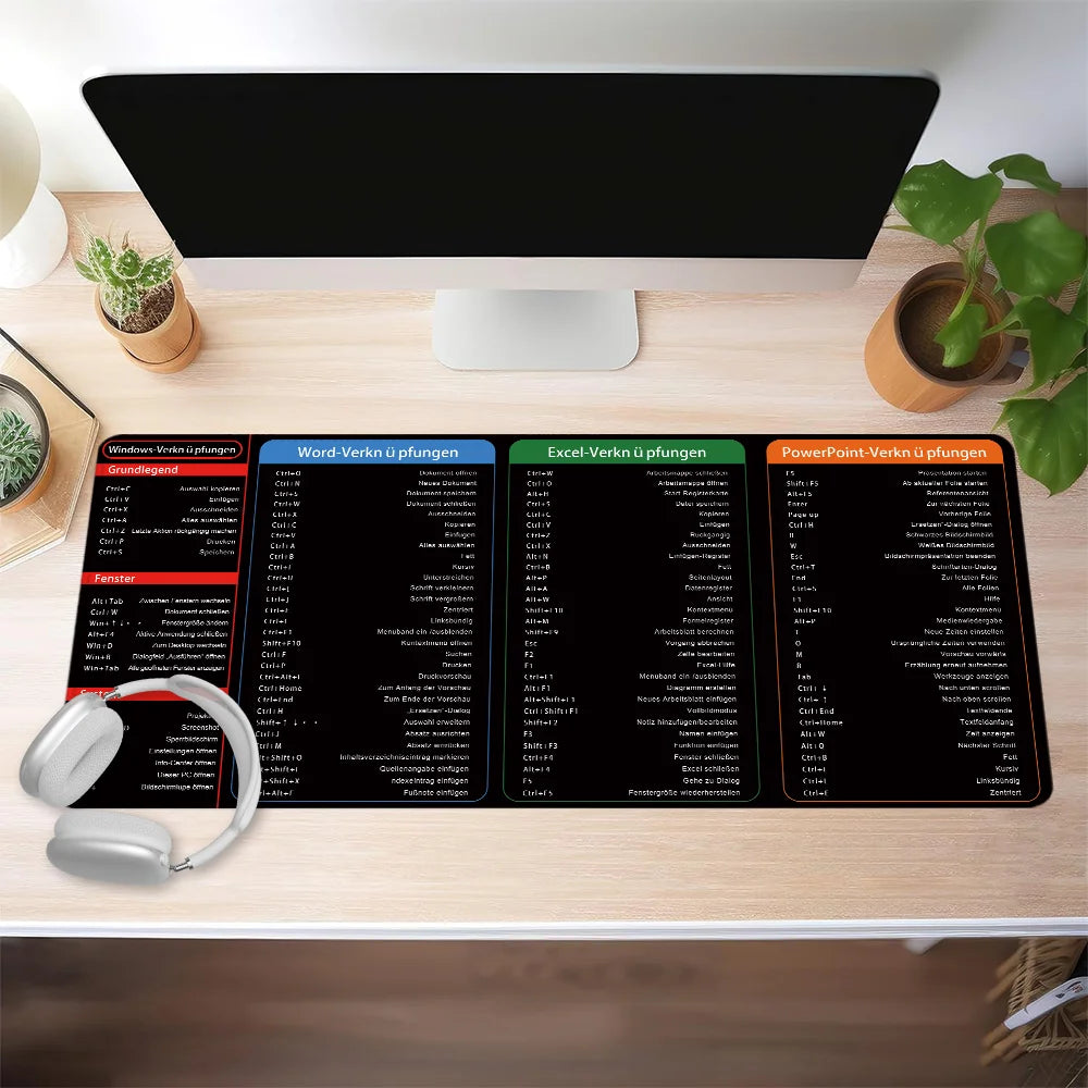Großes Mauspad mit Excel-Tastenkürzeln