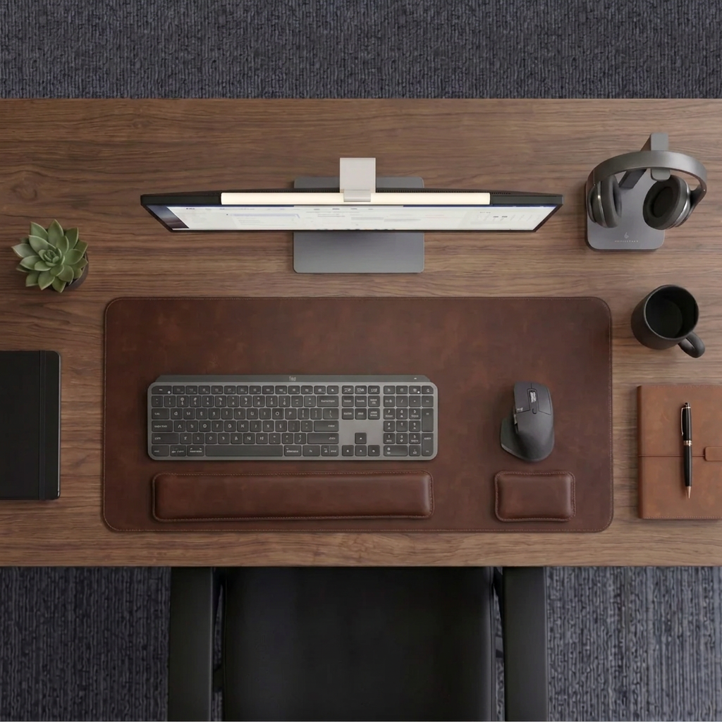 Desk mat product swapped into workspace scene